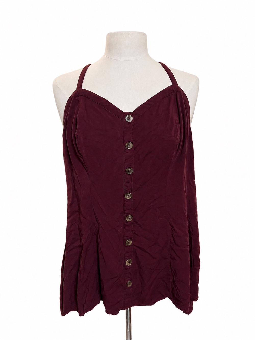 TORRID Burgundy Button-Front Spaghetti Strap Cami SIZE 2